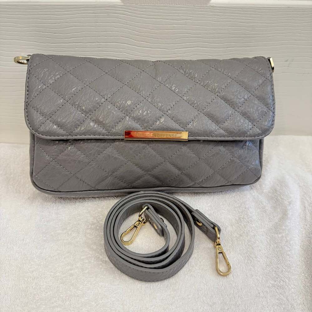 Damsel in Defense Conceal Carry Quilted Clutch Handbag The Daphne Gray